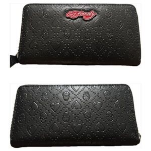 Ed Hardy Black Skull Embossed Wallet